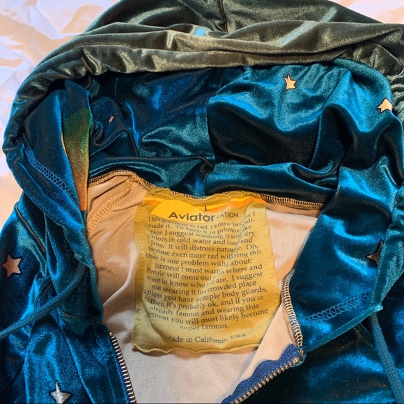 *SOLD* Aviator Nation Galaxy Velvet Hoodie Teal L - Picture 6 of 12